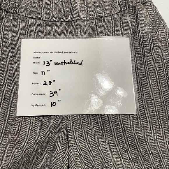 ZARA Black/ White Herringbone Wide Leg Pants Small Elastic Waist Dress Trousers - Picture 10 of 12